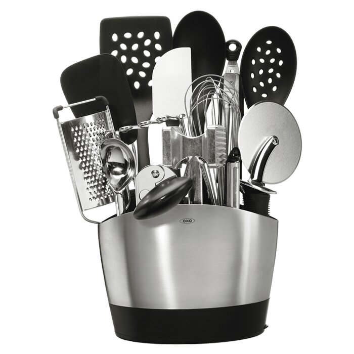 OXO 15 Piece Everyday Kitchen Tool Set in Stainless Steel & Reviews Oxo Stainless Steel Utensil Set